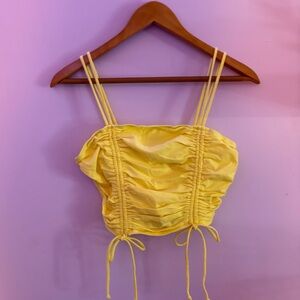 Wild Fable- Cotton Yellow Ruched Crop Top